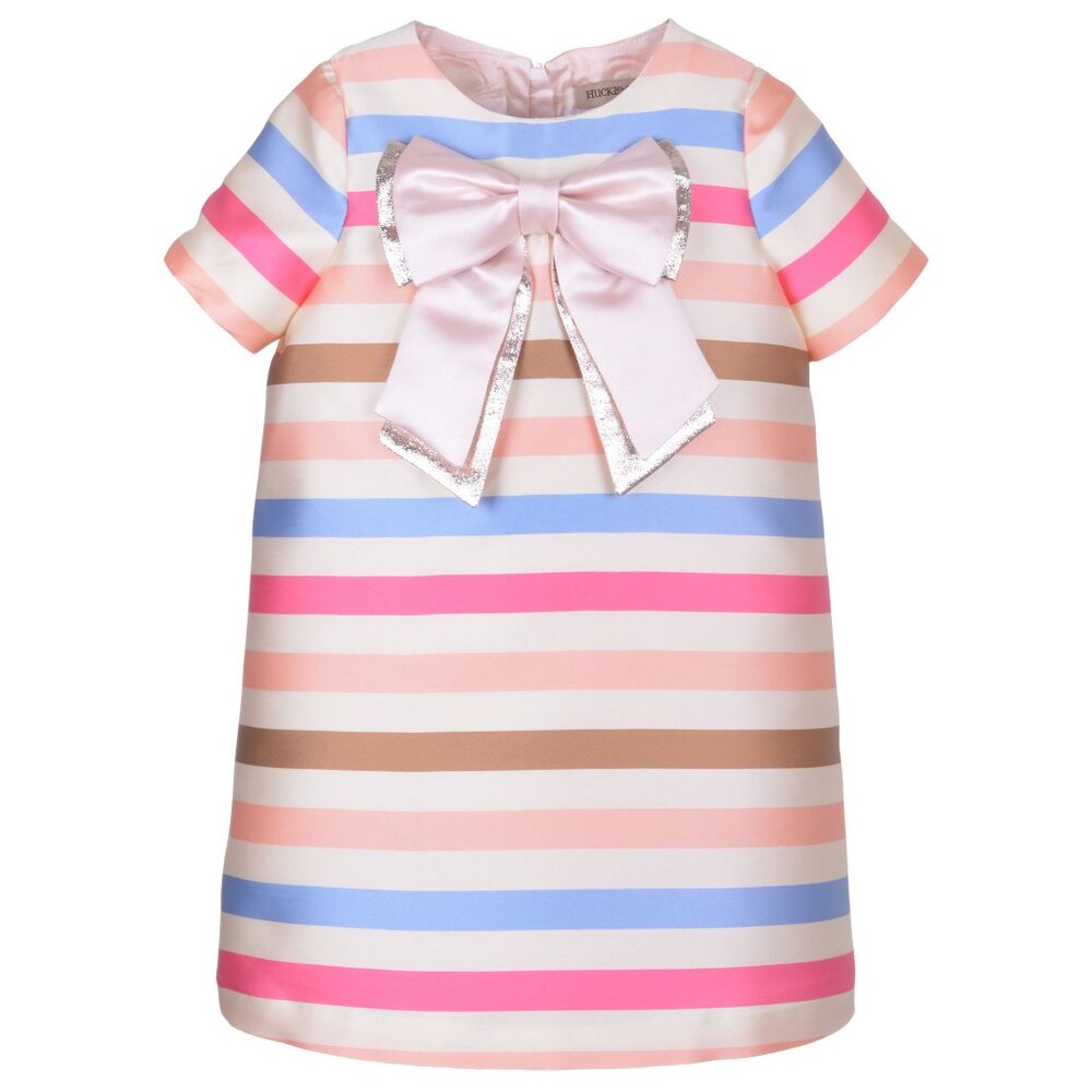 Hucklebones Striped Metallic Shift Dress - Size 10Y